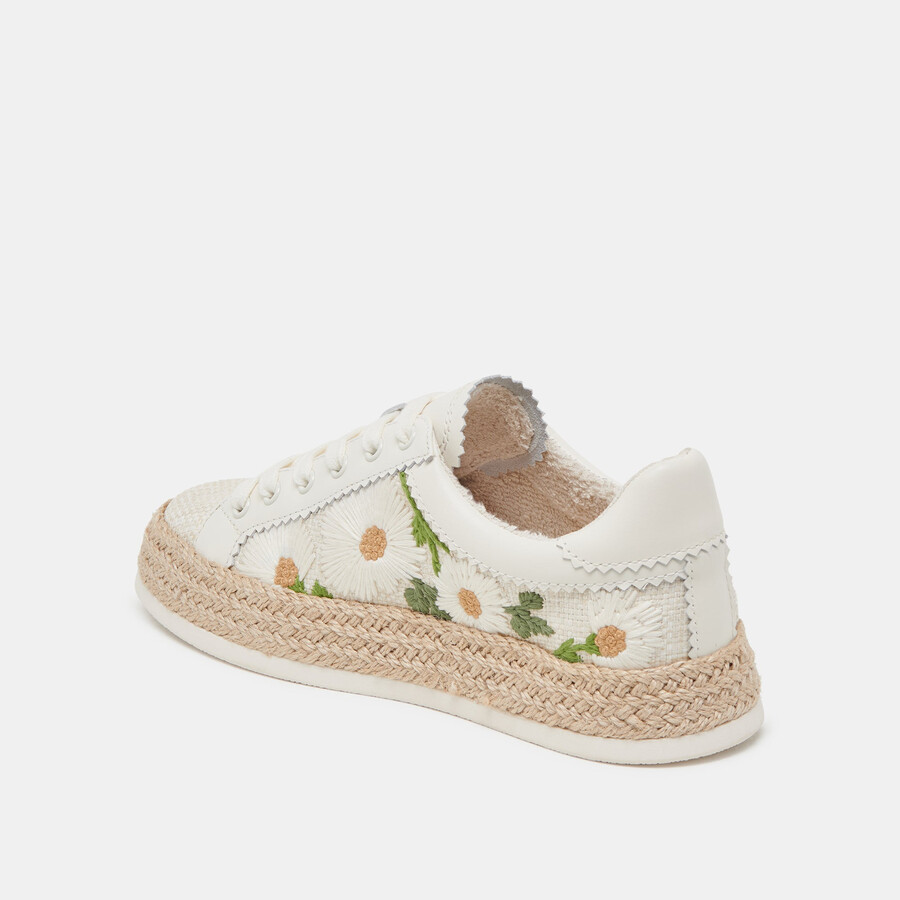azalia sneakers white floral raffia
