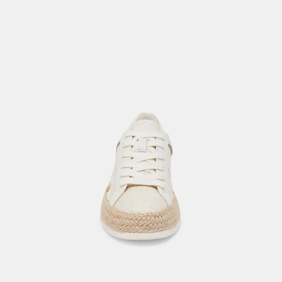 azalia sneakers white floral raffia