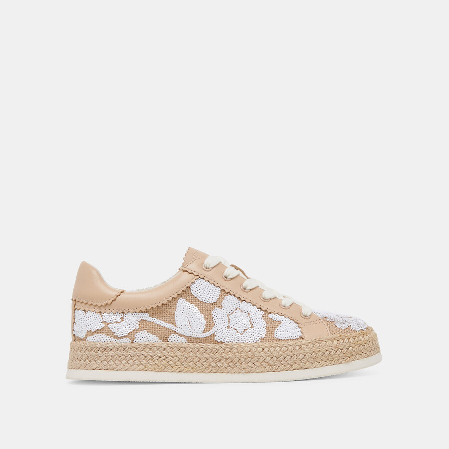 azalia sneakers natural multi floral sequin