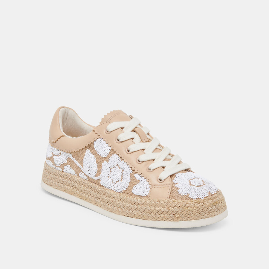 azalia sneakers natural multi floral sequin