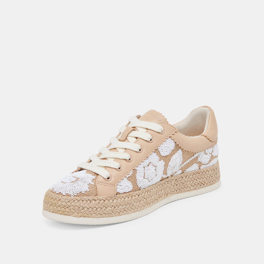 azalia sneakers natural multi floral sequin