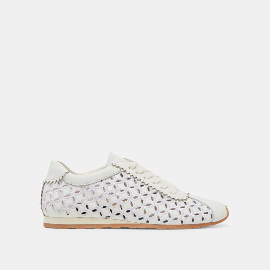 danie eyelet perf sneakers true white leather