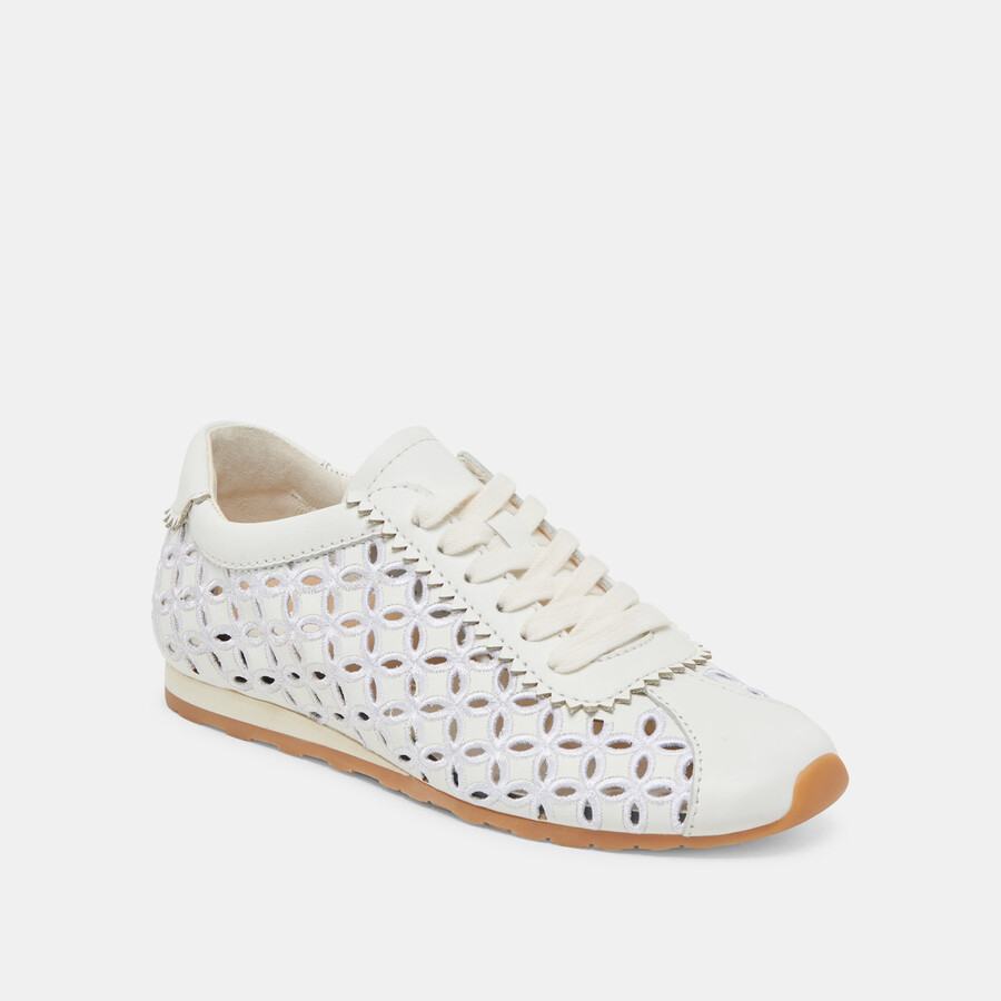 danie eyelet perf sneakers true white leather