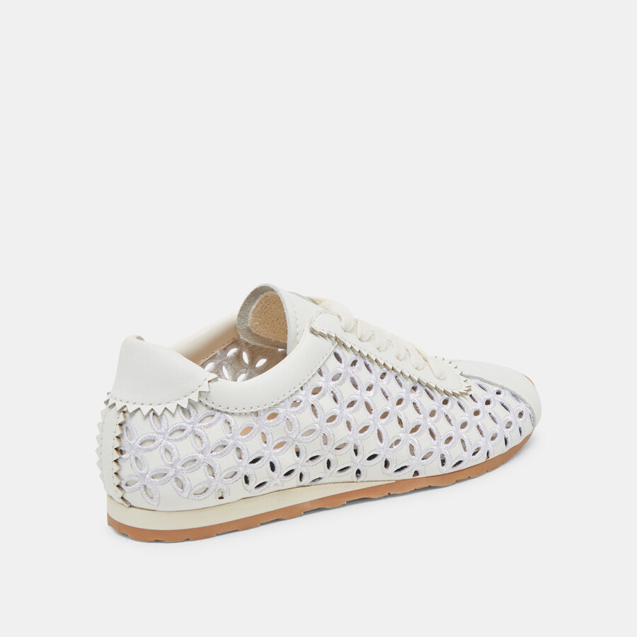 danie eyelet perf sneakers true white leather