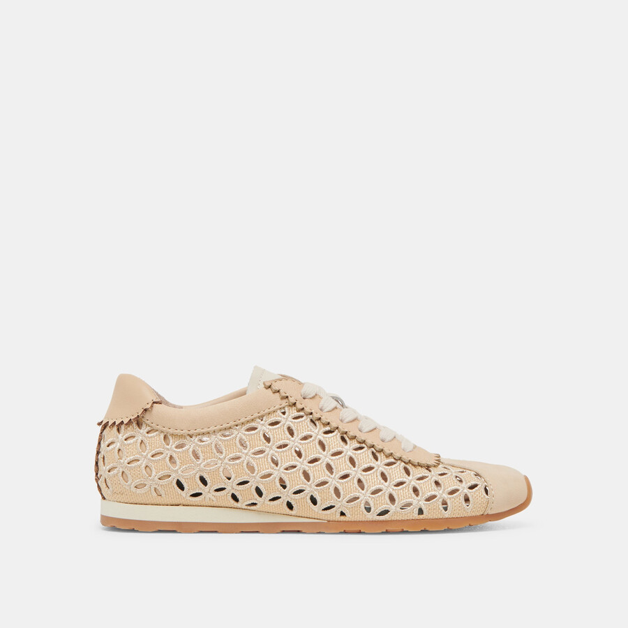 danie eyelet perf sneakers lt natural raffia