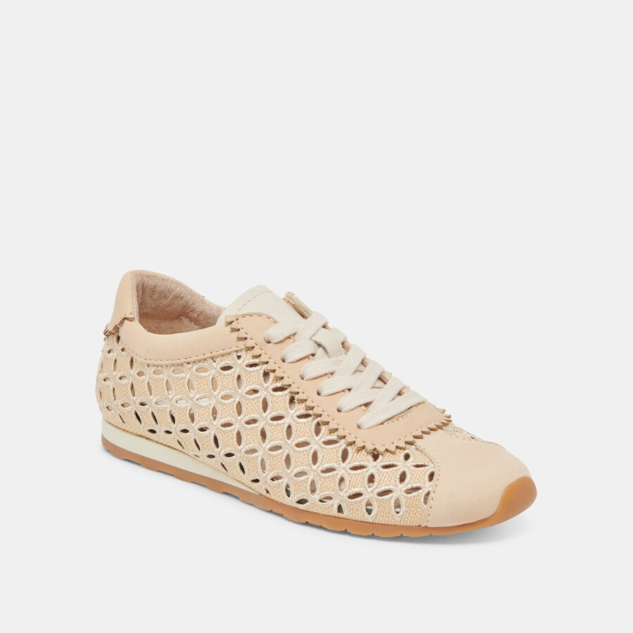 danie eyelet perf sneakers lt natural raffia