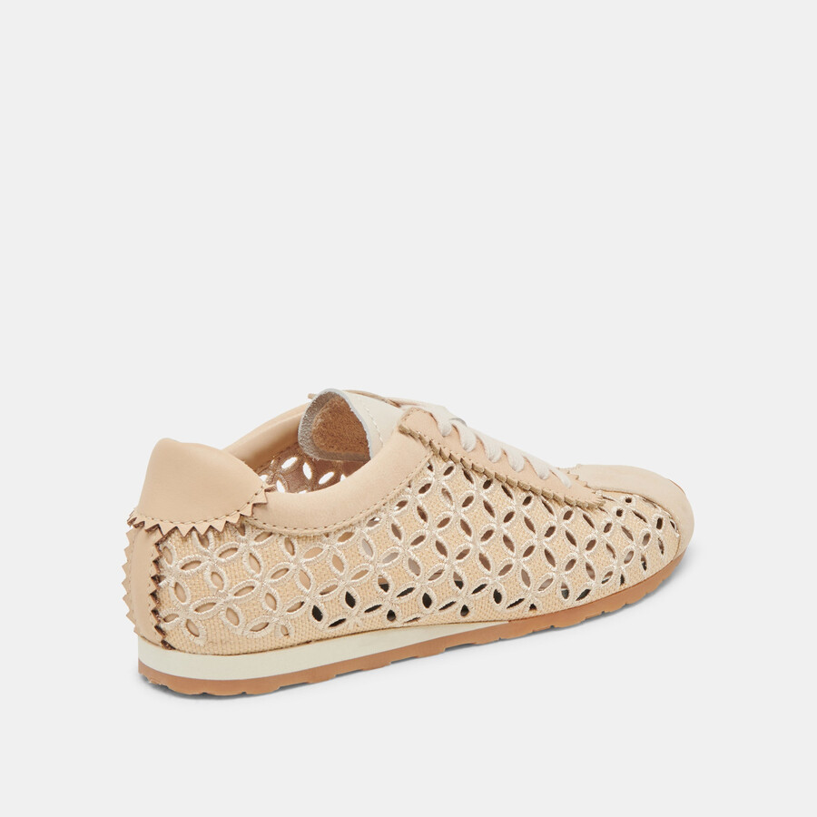 danie eyelet perf sneakers lt natural raffia