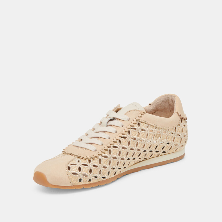 danie eyelet perf sneakers lt natural raffia