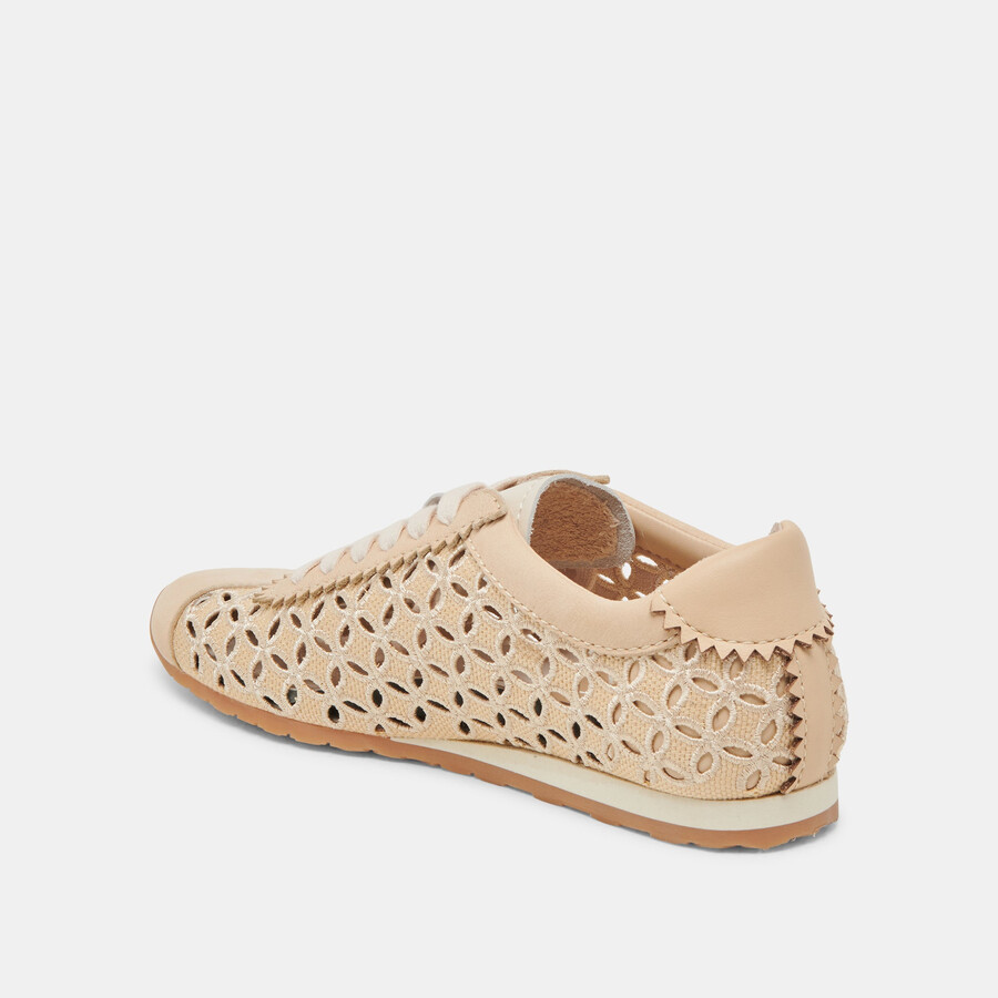danie eyelet perf sneakers lt natural raffia