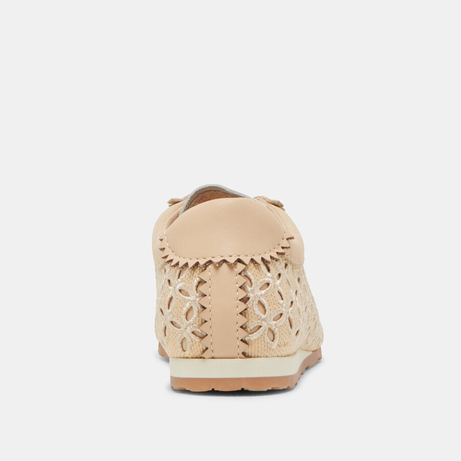 danie eyelet perf sneakers lt natural raffia