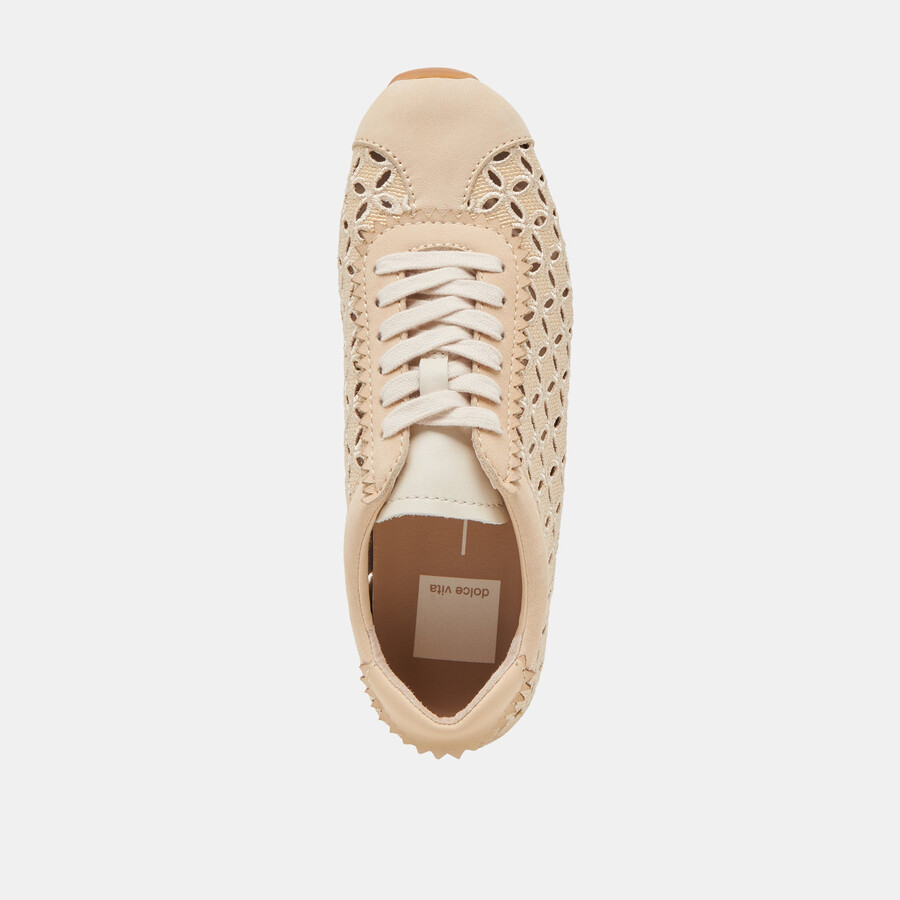 danie eyelet perf sneakers lt natural raffia