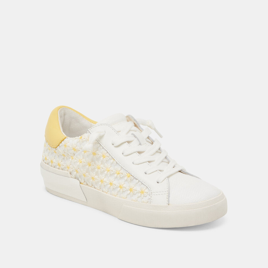 zina floral sneakers white yellow floral mesh