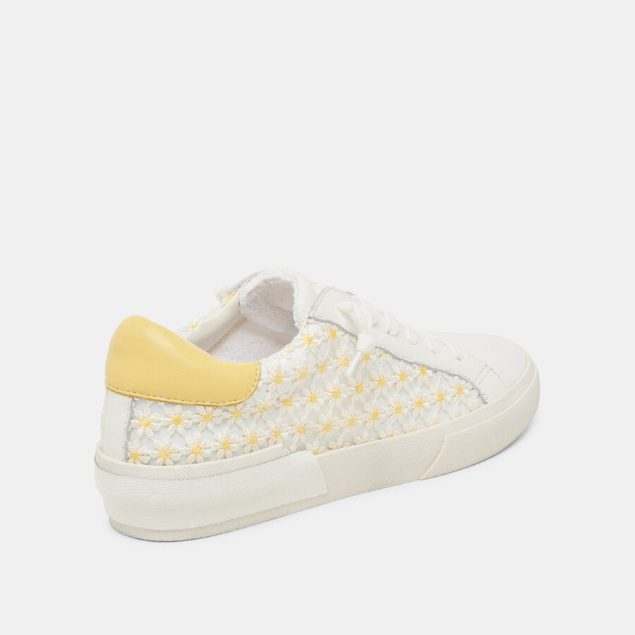zina floral sneakers white yellow floral mesh