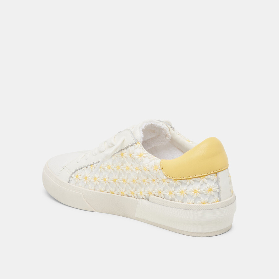 zina floral sneakers white yellow floral mesh