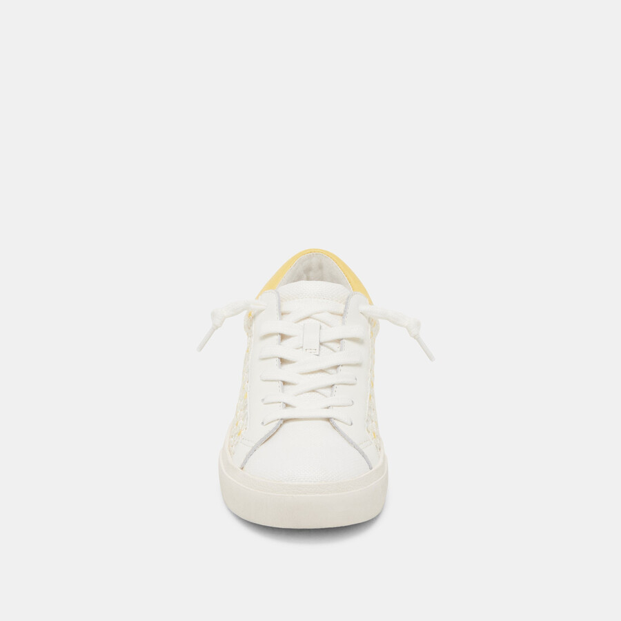 zina floral sneakers white yellow floral mesh