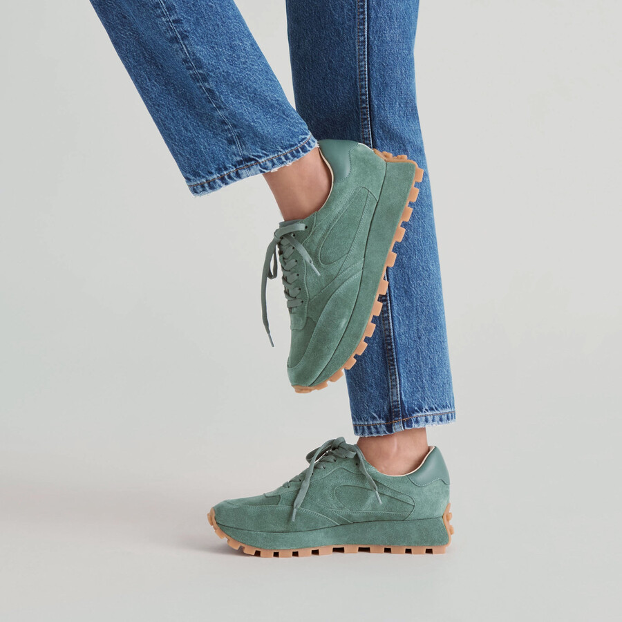 tricia sneakers dk green suede