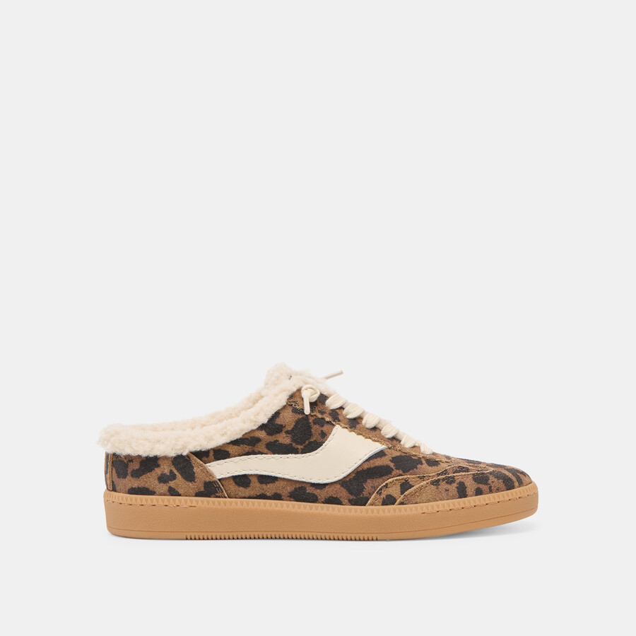 notice slide plush sneakers brown leopard printed suede