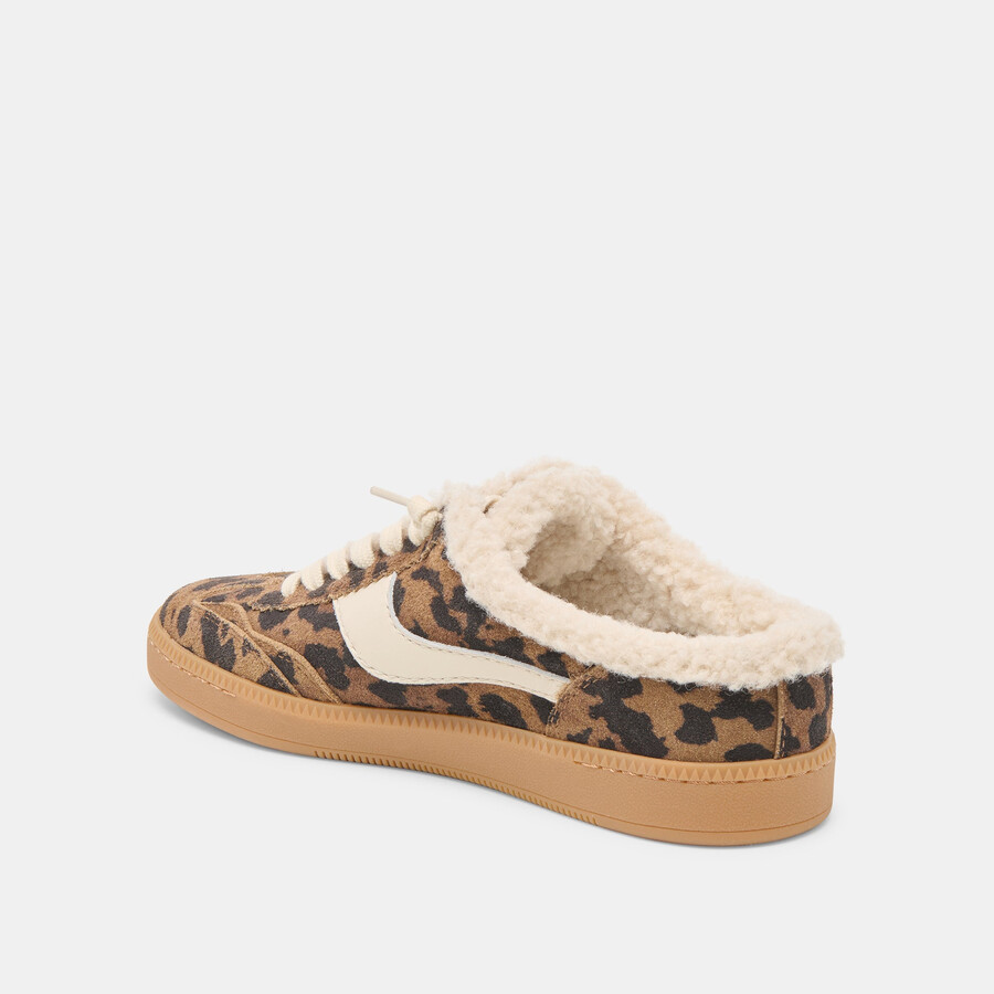 notice slide plush sneakers brown leopard printed suede