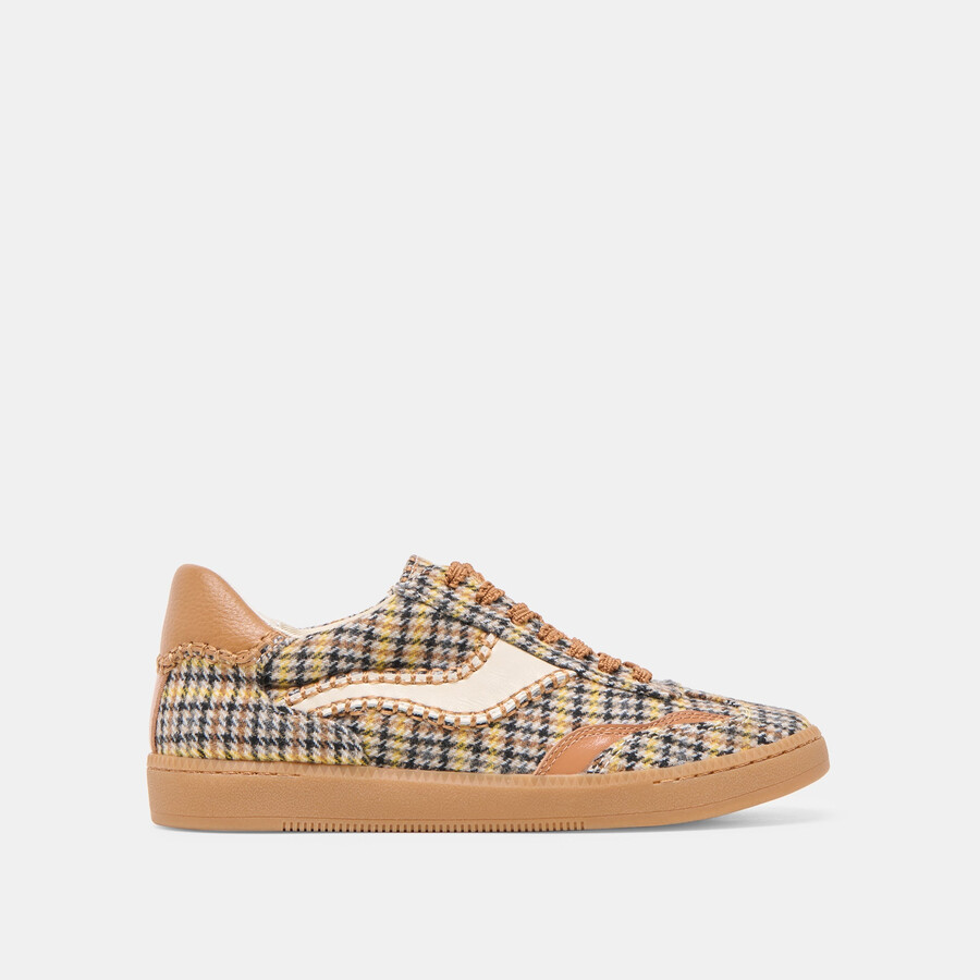 notice stitch sneakers yellow plaid tweed