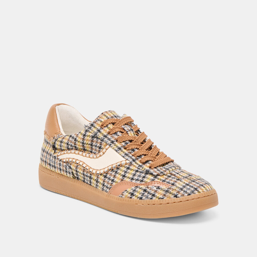 notice stitch sneakers yellow plaid tweed