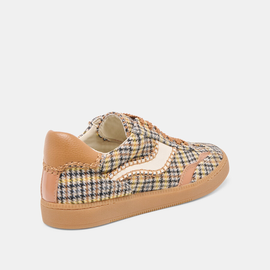 notice stitch sneakers yellow plaid tweed