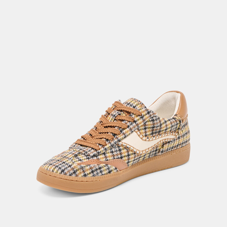 notice stitch sneakers yellow plaid tweed
