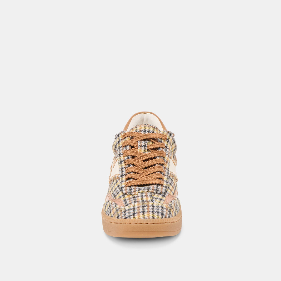notice stitch sneakers yellow plaid tweed