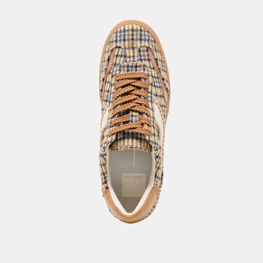 notice stitch sneakers yellow plaid tweed