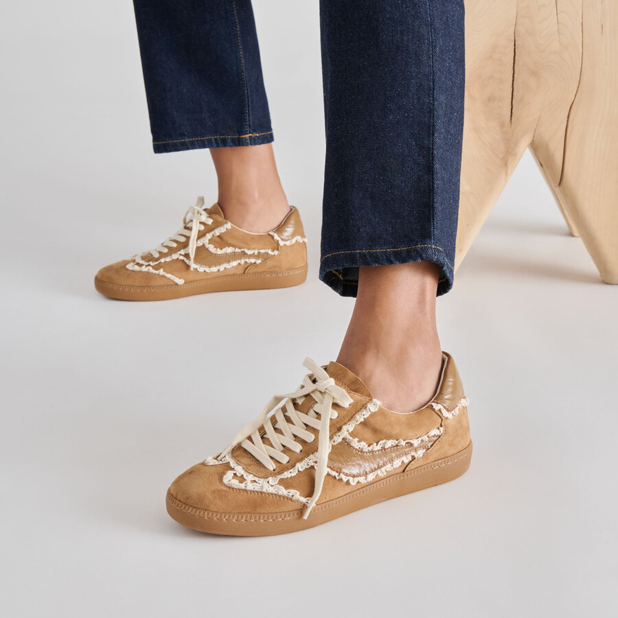 notice lace sneakers lt brown suede