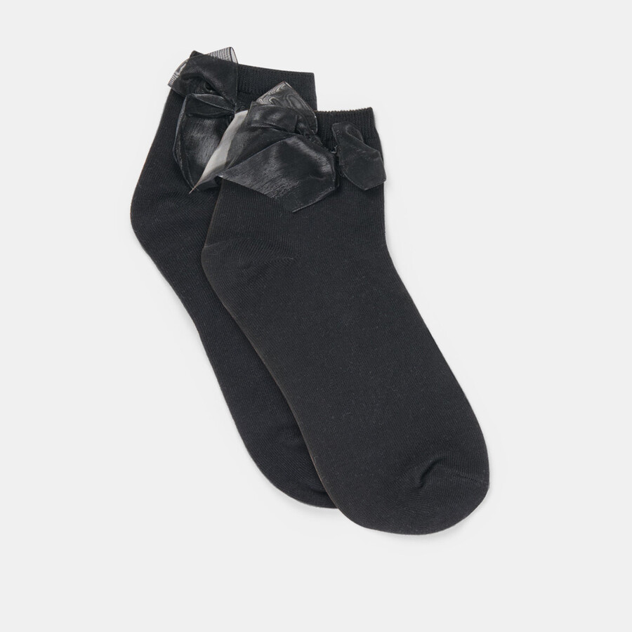 bow anklet socks black