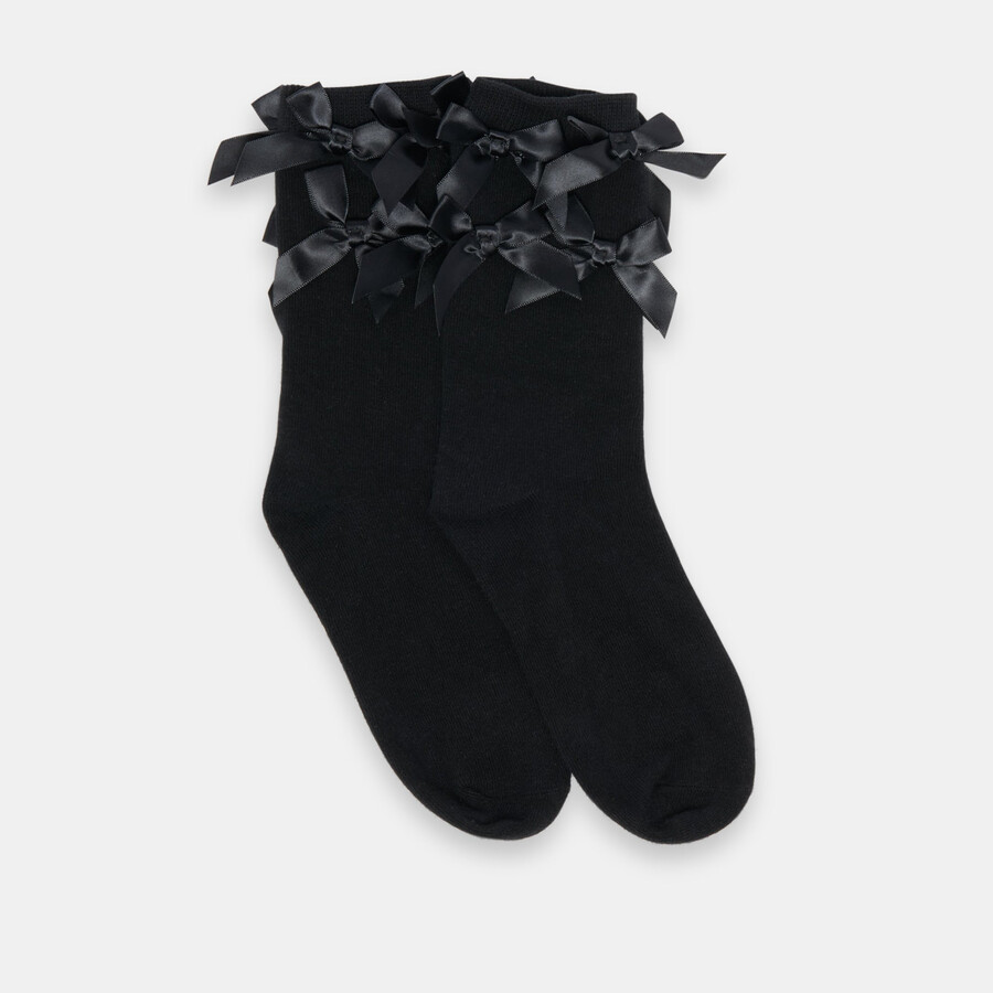 multi bow crew socks black