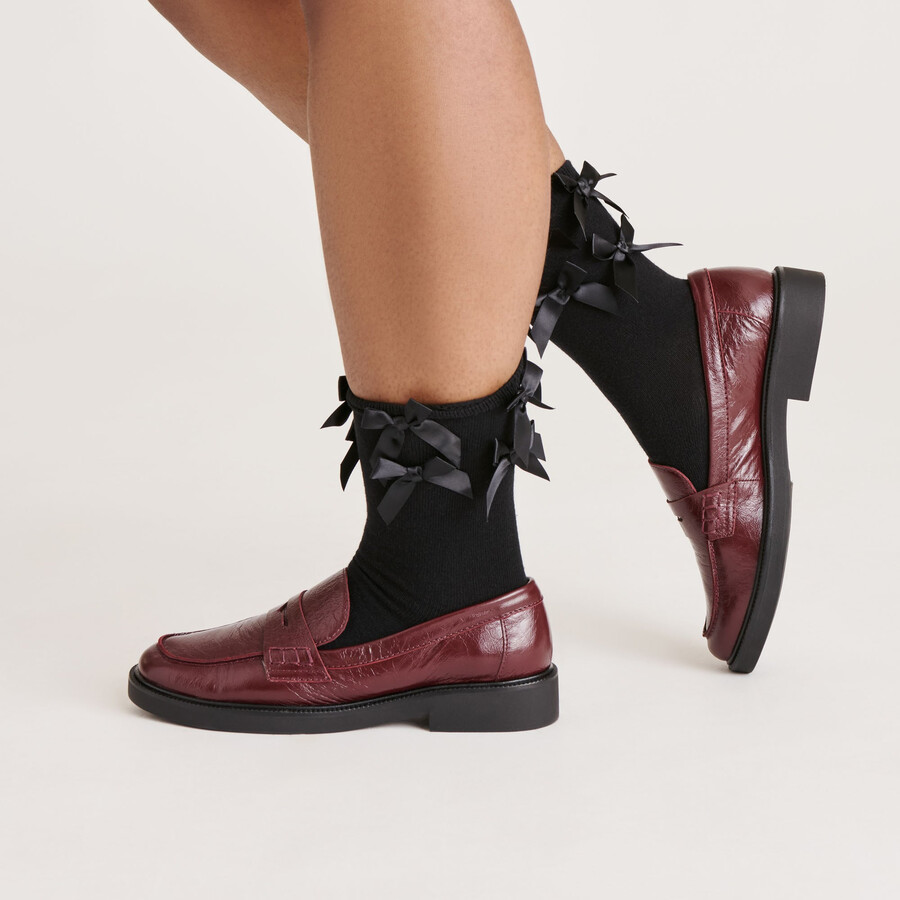multi bow crew socks black