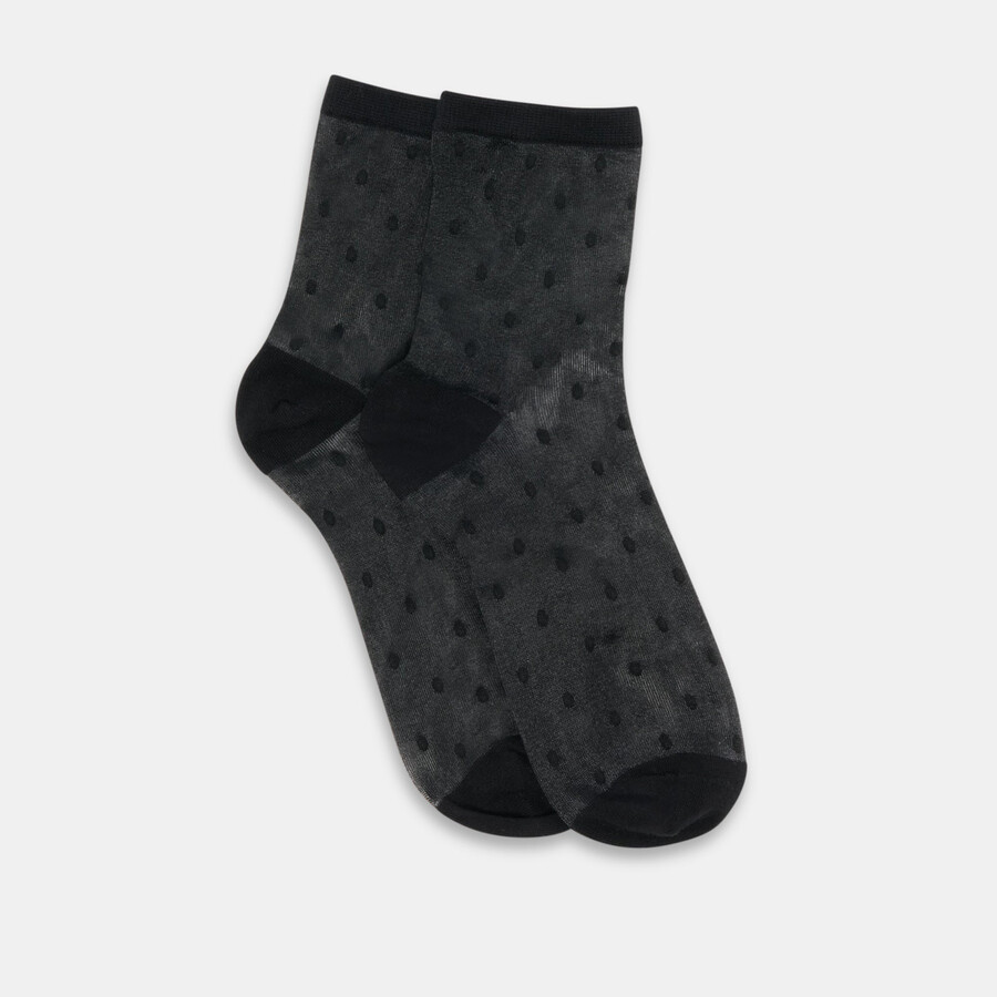 sheer polka dot anklet socks black