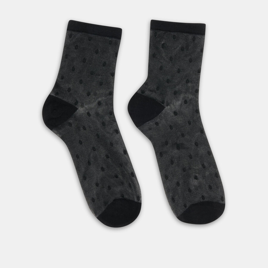 sheer polka dot anklet socks black