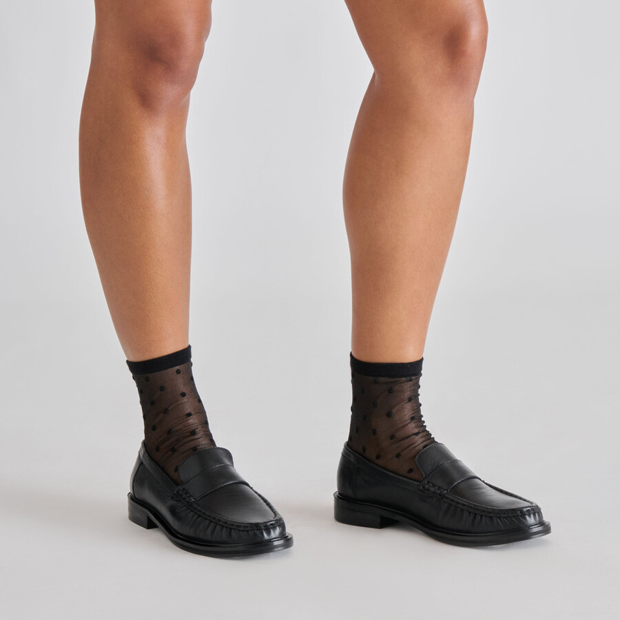sheer polka dot anklet socks black