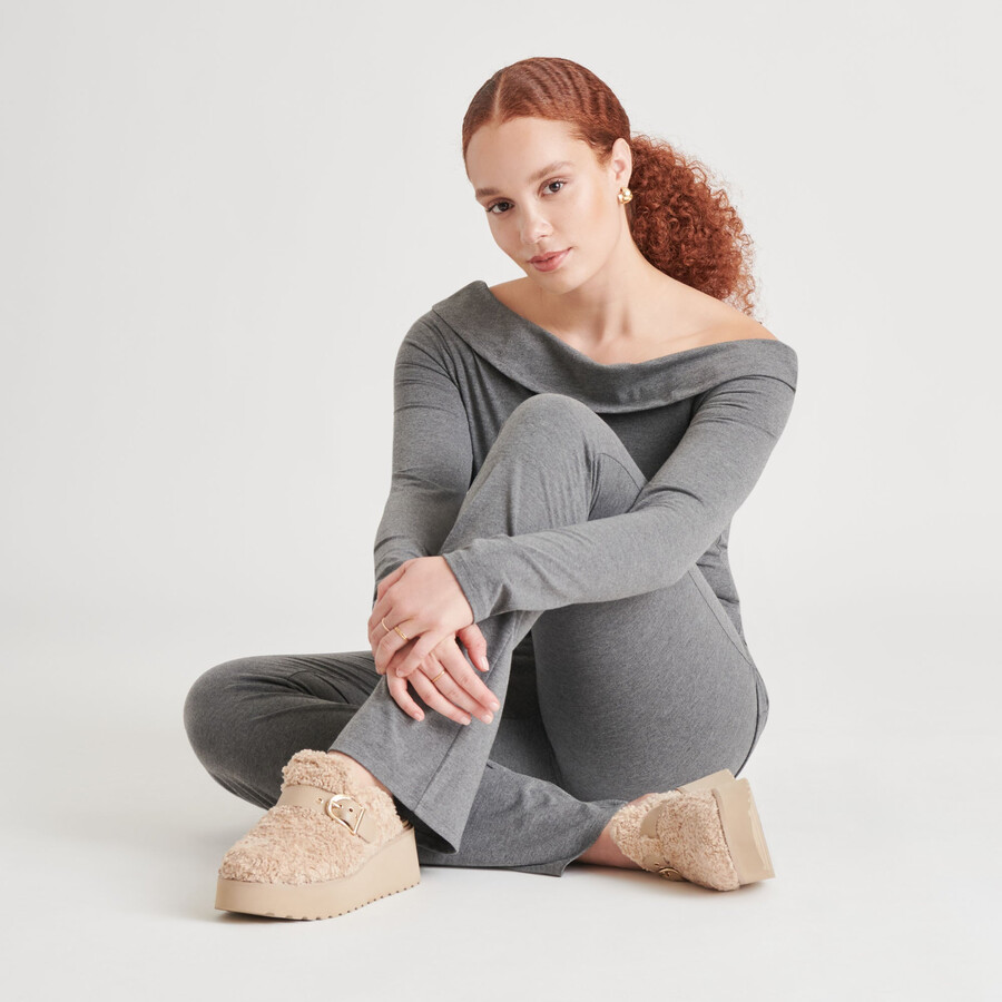 lelani plush flats natural plush