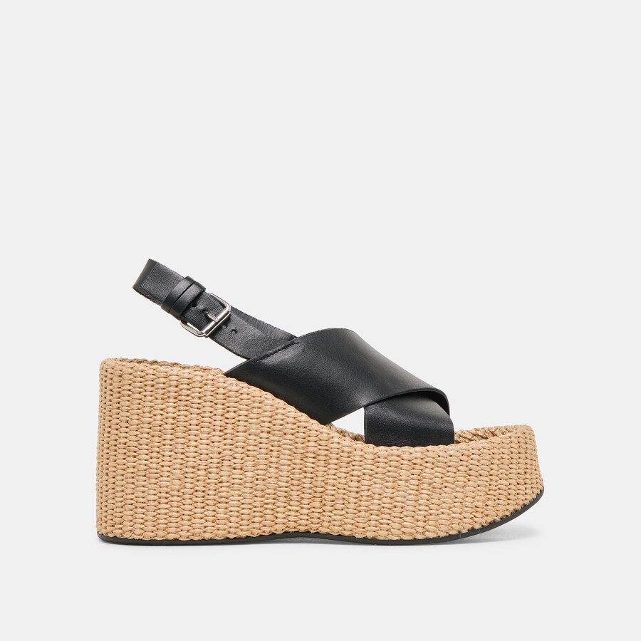 skylar wedges black leather