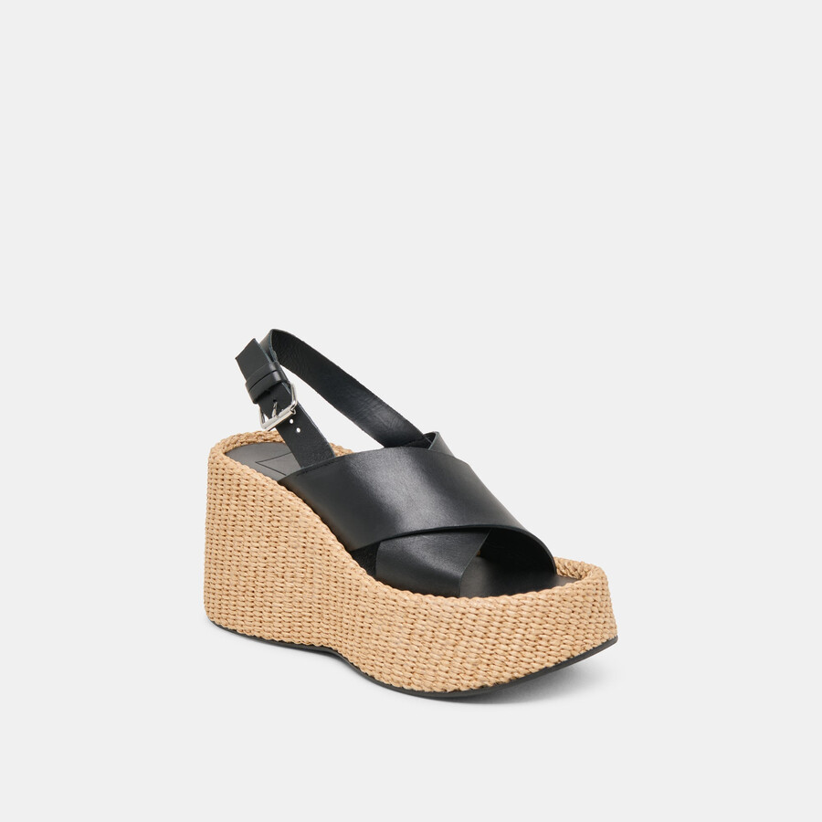 skylar wedges black leather
